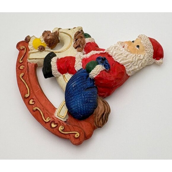 Vintage Santa Claus On Rocking Horse Christmas Refrigerator Magnet - Picture 4 of 6